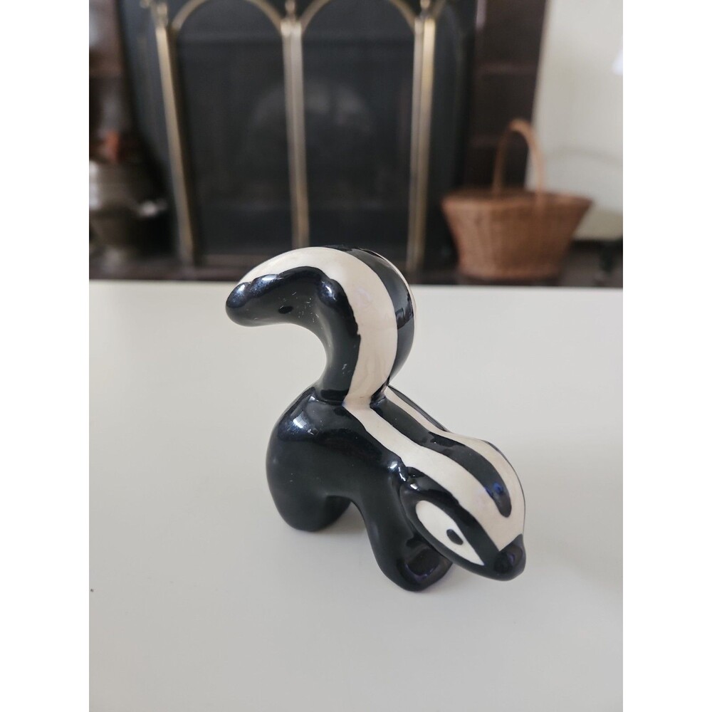 Vintage Ceramic Skunk Figurine Small Unmarked Mid Century Modern Cute Gift